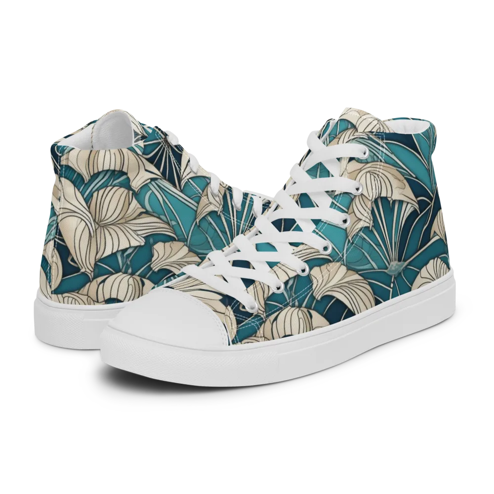 Ivory Jungle on Men's High Top Canvas Shoes — Left