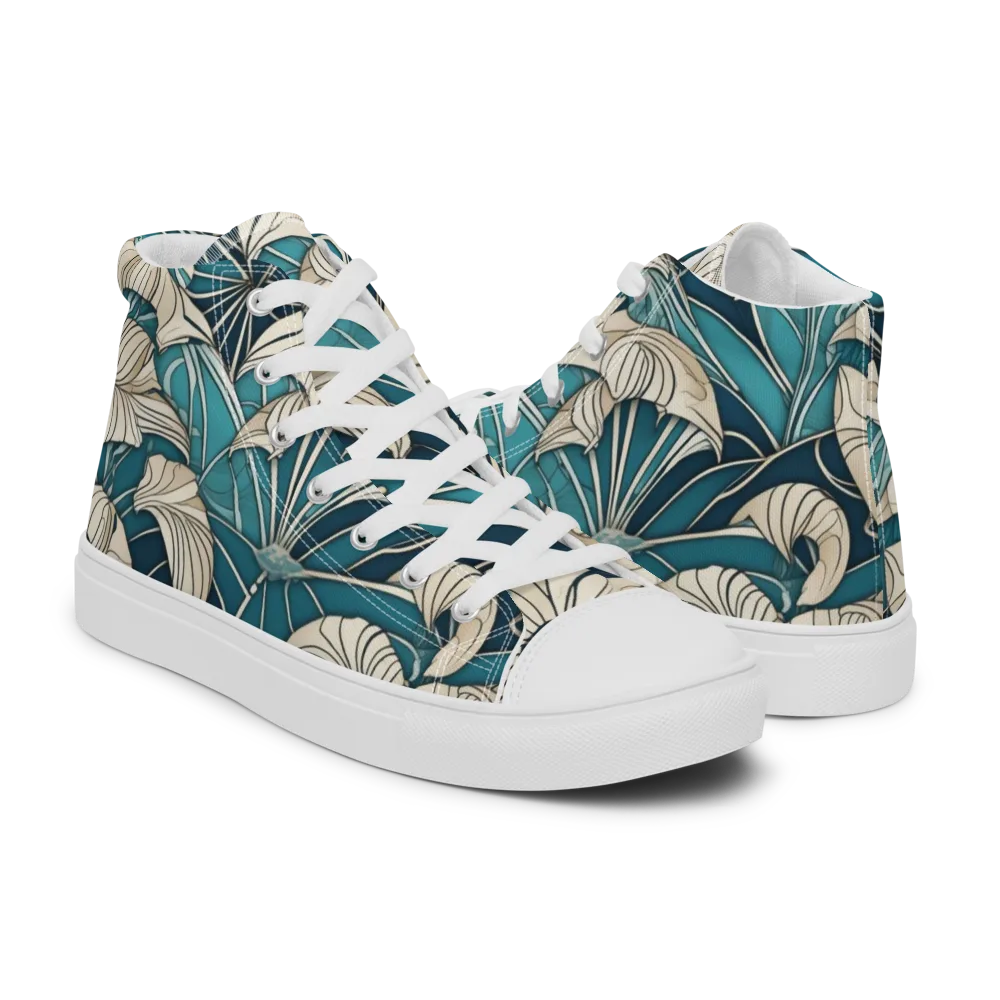 Ivory Jungle on Men's High Top Canvas Shoes — Right