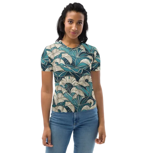 Ivory Jungle on a Women's Crew Neck T-Shirt
