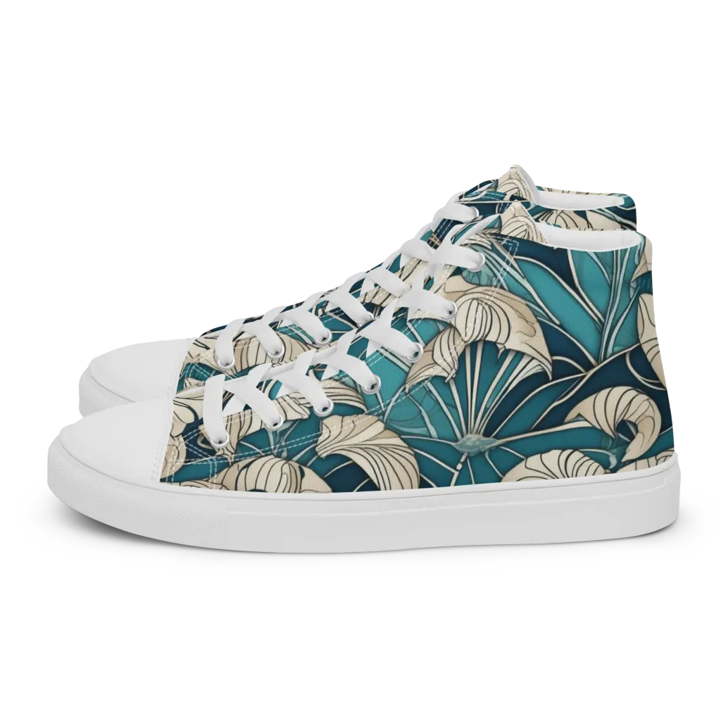 Ivory Jungle on Women's High Top Canvas Shoes — Left