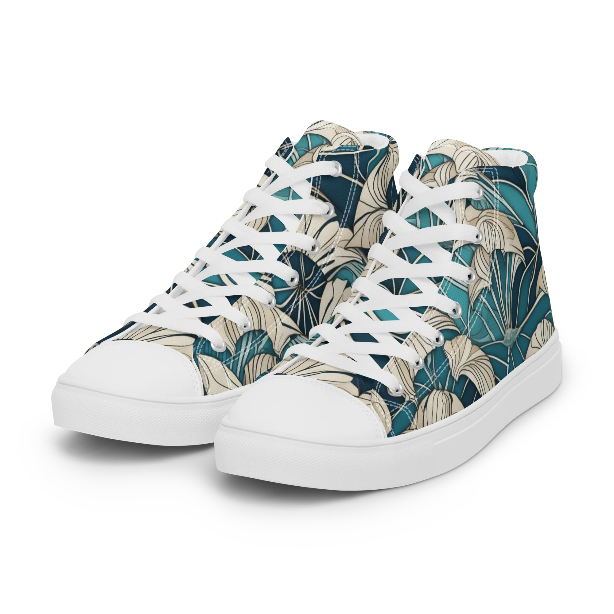 Ivory Jungle on Women's High Top Canvas Shoes — Left Front