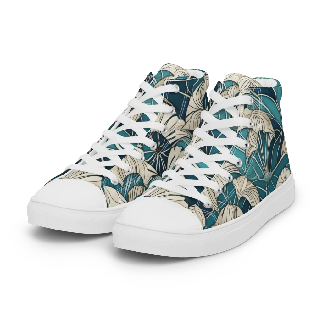 Ivory Jungle on Women's High Top Canvas Shoes — Left Front