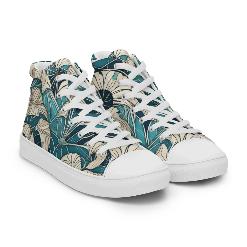 Ivory Jungle on Women's High Top Canvas Shoes — Right Front