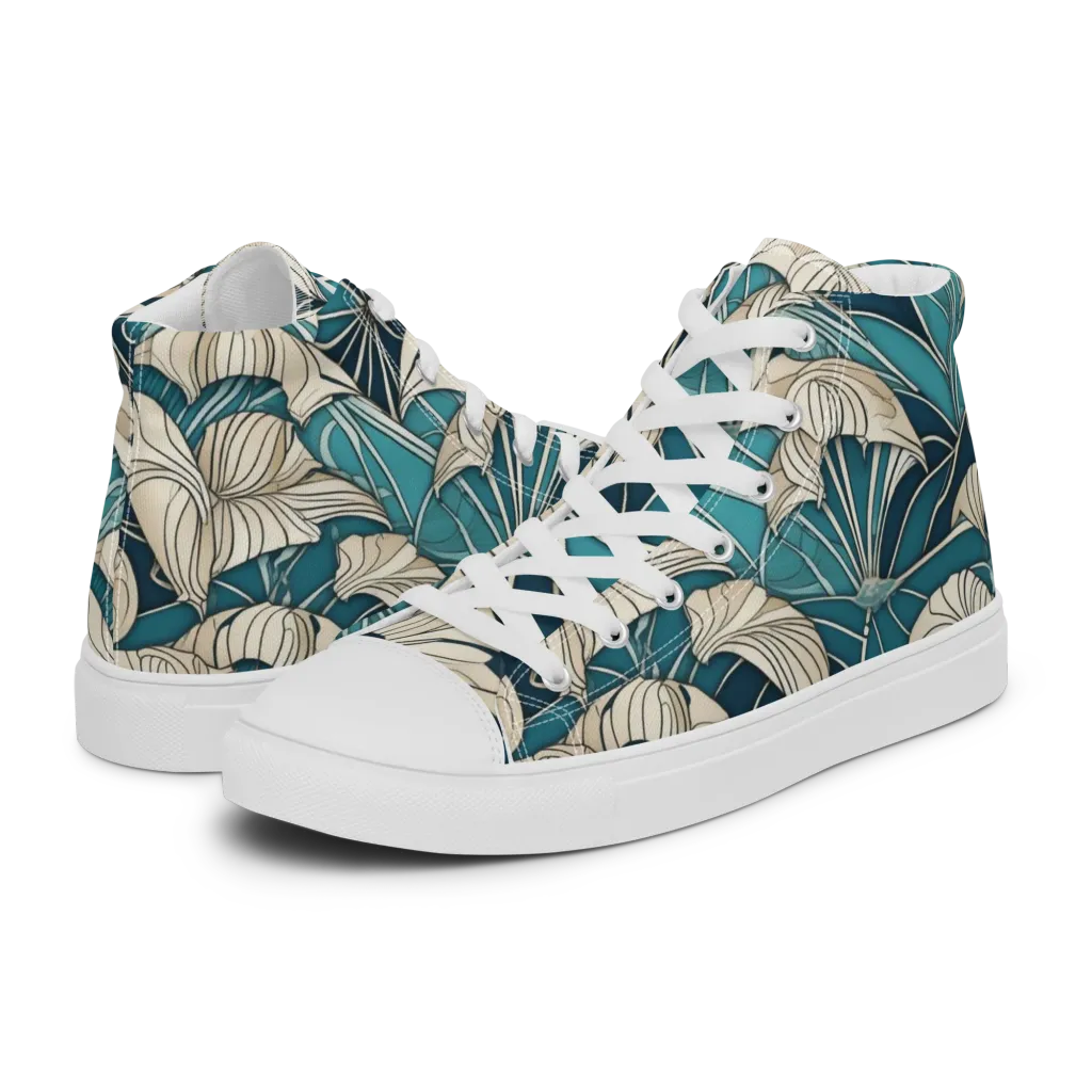 Ivory Jungle on Women's High Top Canvas Shoes — Left