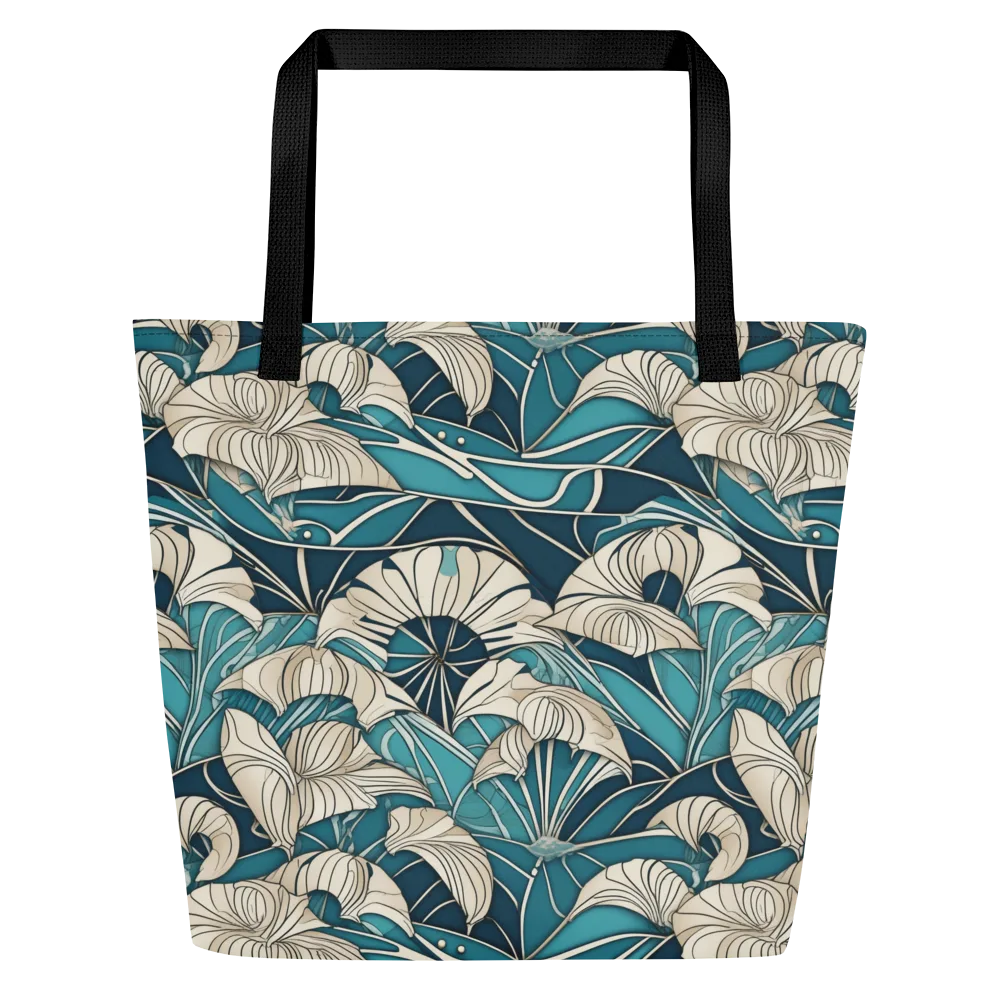 Ivory Jungle on Large Tote Bag W/ Pocket — Front