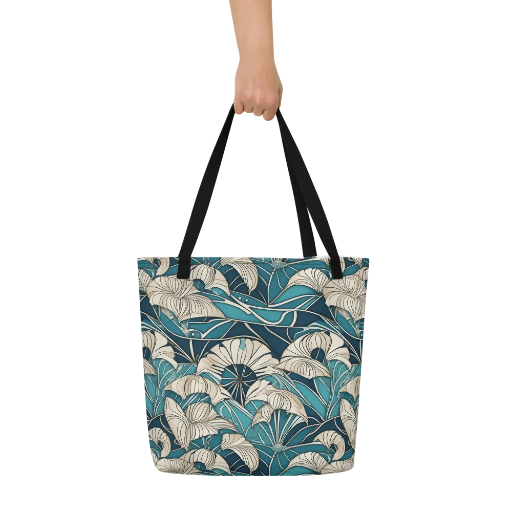 Ivory Jungle on Large Tote Bag W/ Pocket — Front