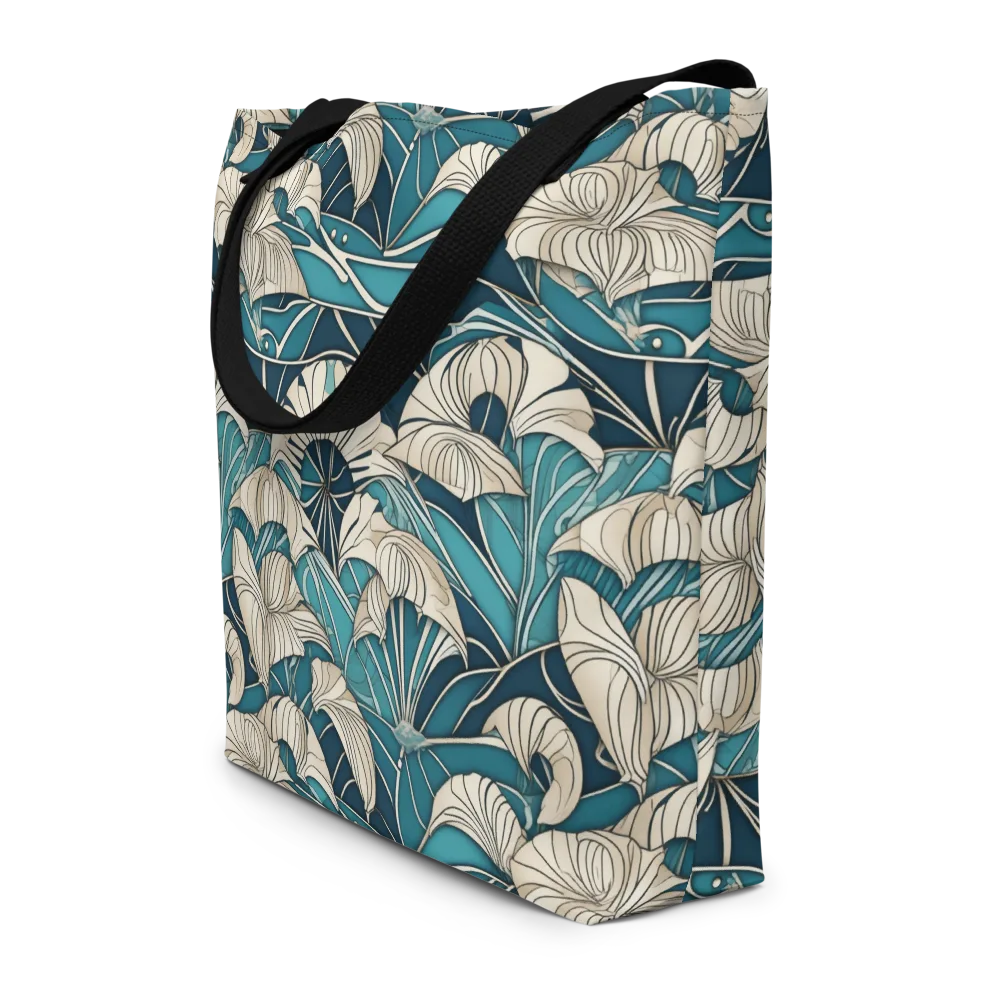 Ivory Jungle on Large Tote Bag W/ Pocket — Front