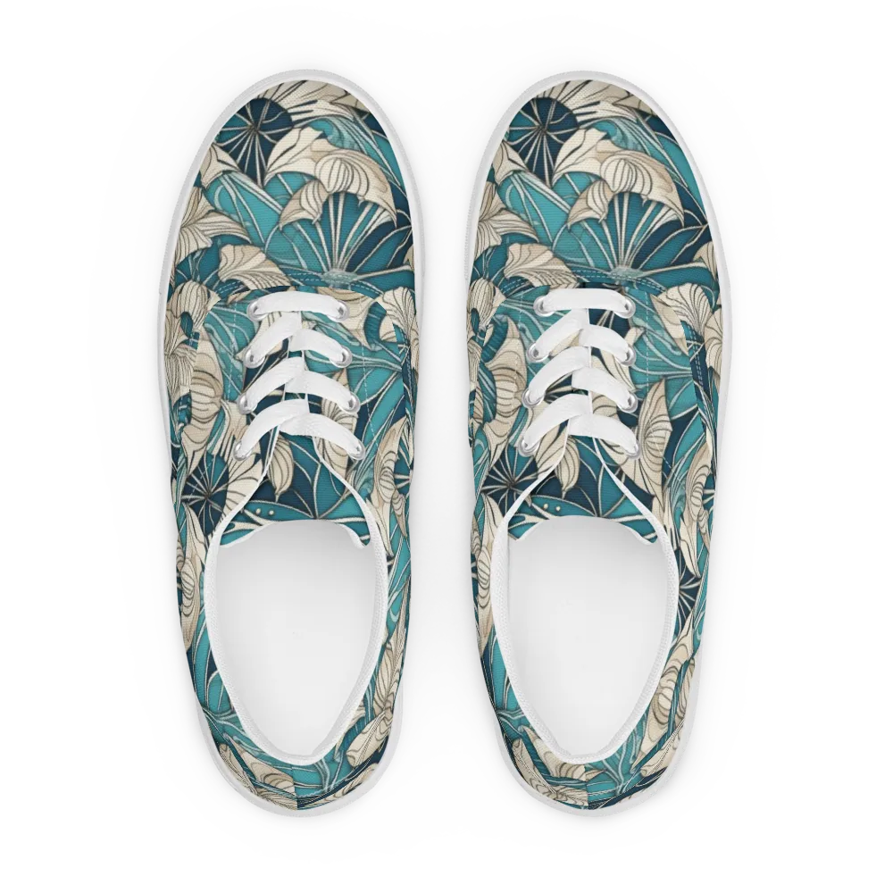Ivory Jungle on Men's Lace-Up Canvas Shoes — Front