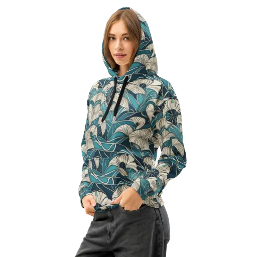 Ivory Jungle on a Cotton Hoodie