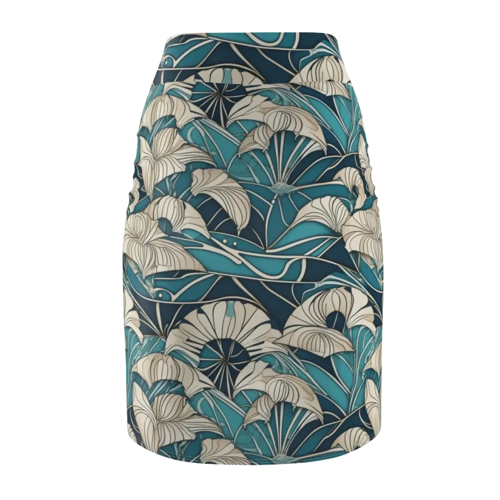 Ivory Jungle on Pencil Skirt — Back