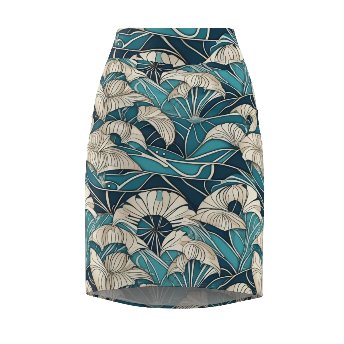 Ivory Jungle on Pencil Skirt — Front