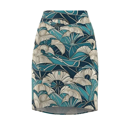 Ivory Jungle on a Pencil Skirt