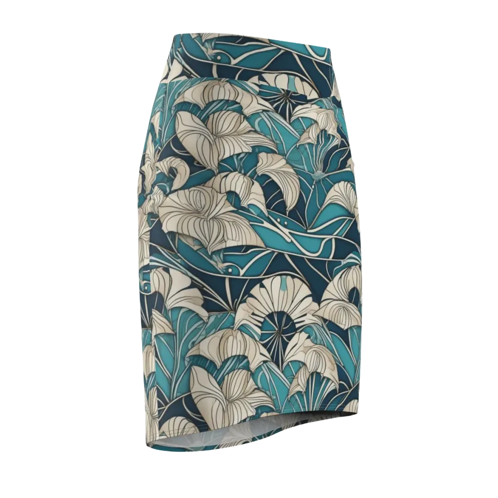 Ivory Jungle on Pencil Skirt — Front Side
