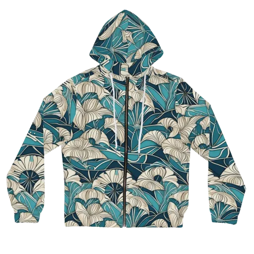 Ivory Jungle on a Women's Full-Zip Hoodie