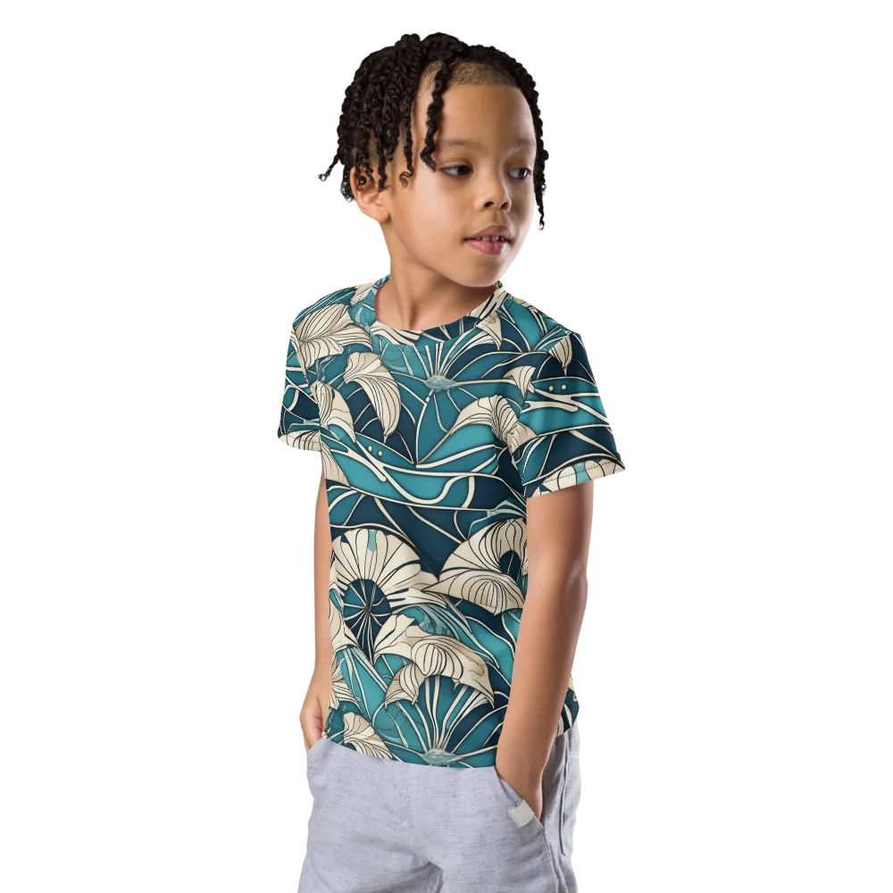 Ivory Jungle on Kids Crew Neck T-Shirt — Left Front