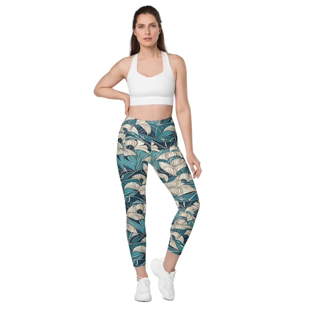 Ivory Jungle on Leggings with Pockets — Front