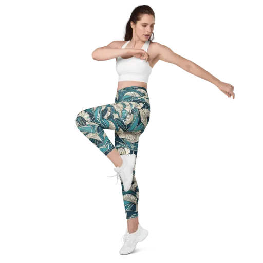 Ivory Jungle on a Leggings with Pockets