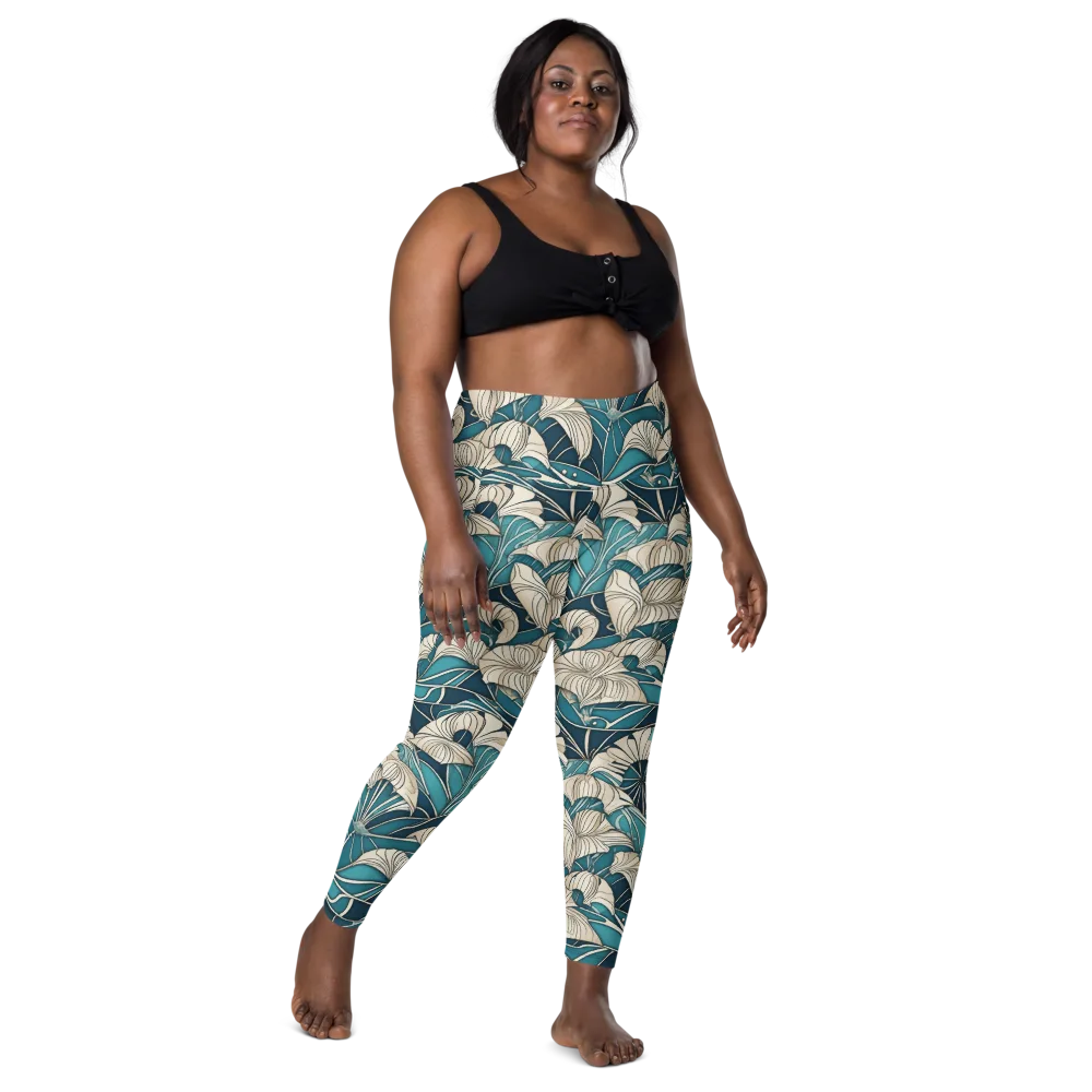 Ivory Jungle on Leggings with Pockets — Front
