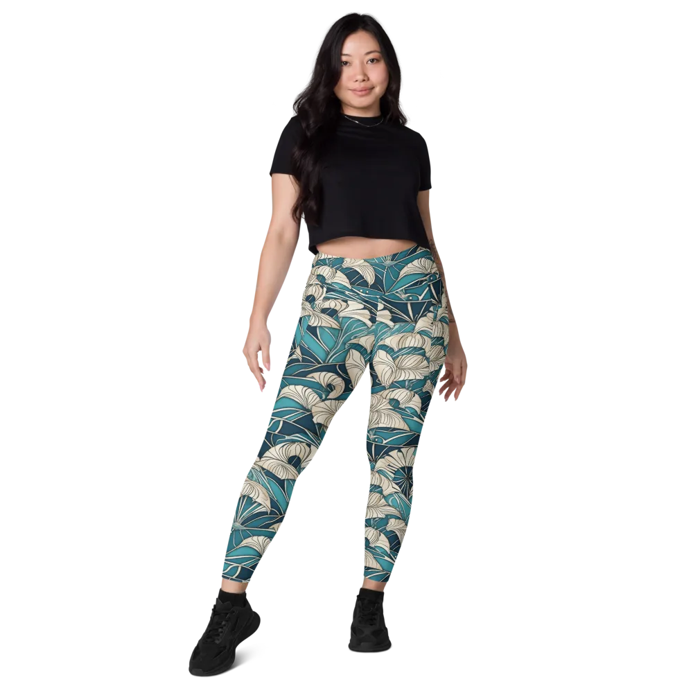 Ivory Jungle on Leggings with Pockets — Front