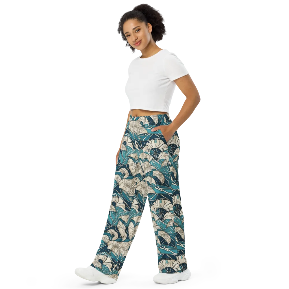 Ivory Jungle on Wide-Leg Pants — Left Front