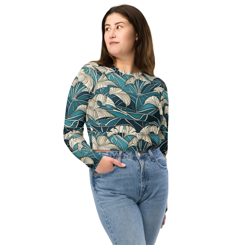 Ivory Jungle on Long Sleeve Crop Top — Front