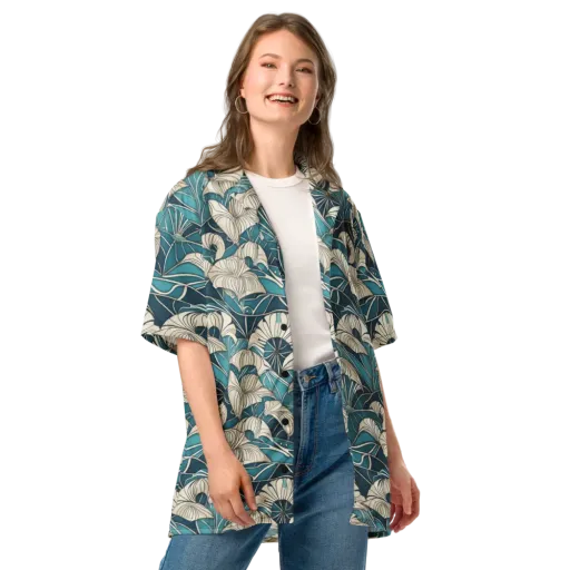Ivory Jungle on a Button Shirt
