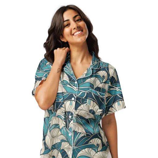 Ivory Jungle on a Women's Short Sleeve Pajama Top