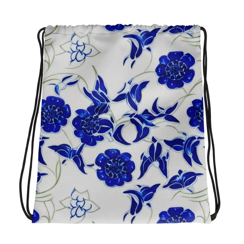 Blue Delft Bloom on Drawstring Bag — Photo