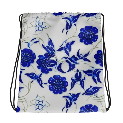 Blue Delft Bloom on a Drawstring Bag
