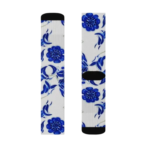 Blue Delft Bloom on a Socks