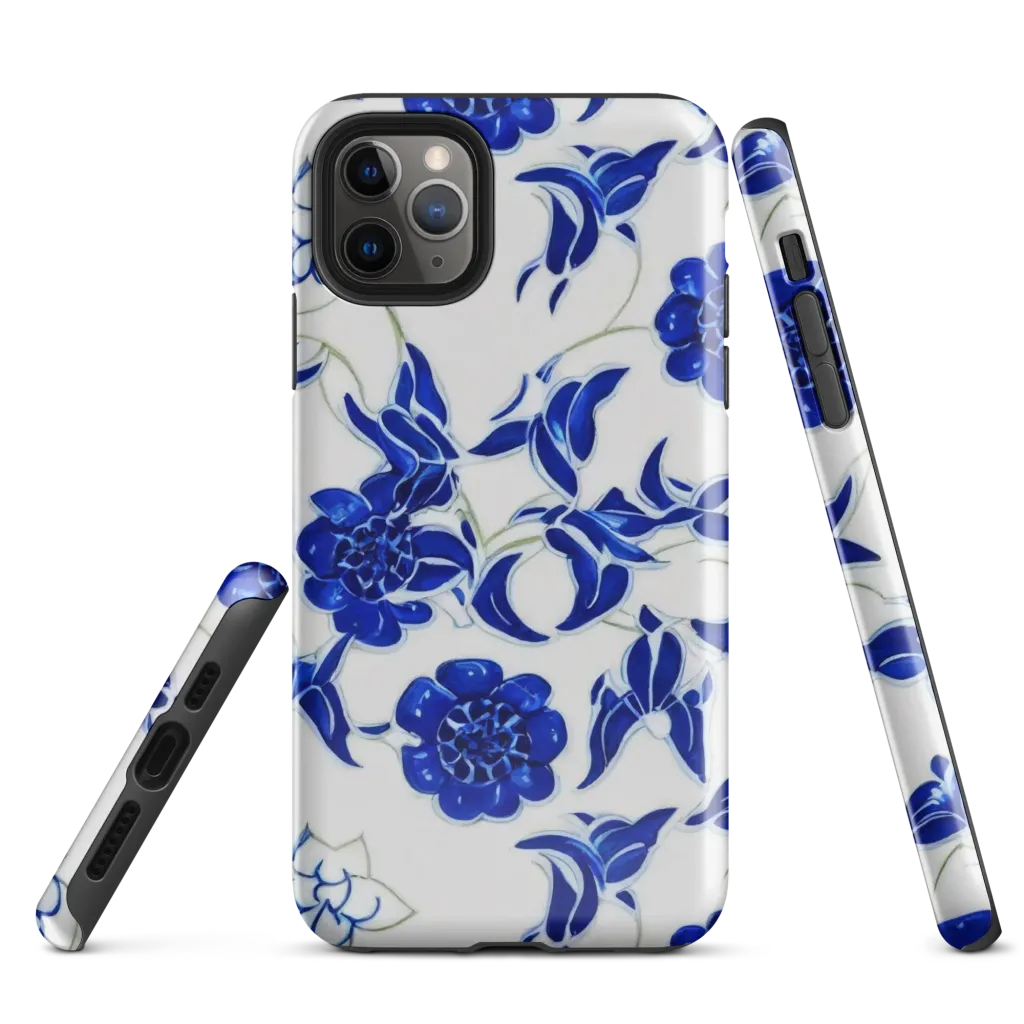 Blue Delft Bloom on Tough Case for iPhone® — Front