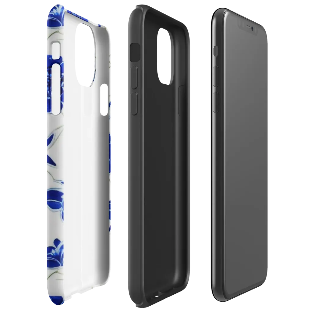 Blue Delft Bloom on Tough Case for iPhone® — Right