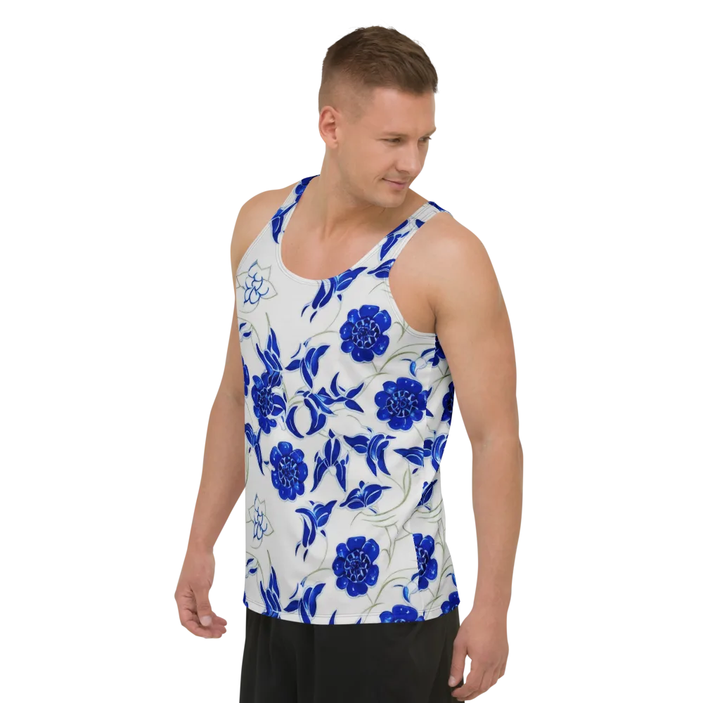 Blue Delft Bloom on Men's Tank Top — Left Front