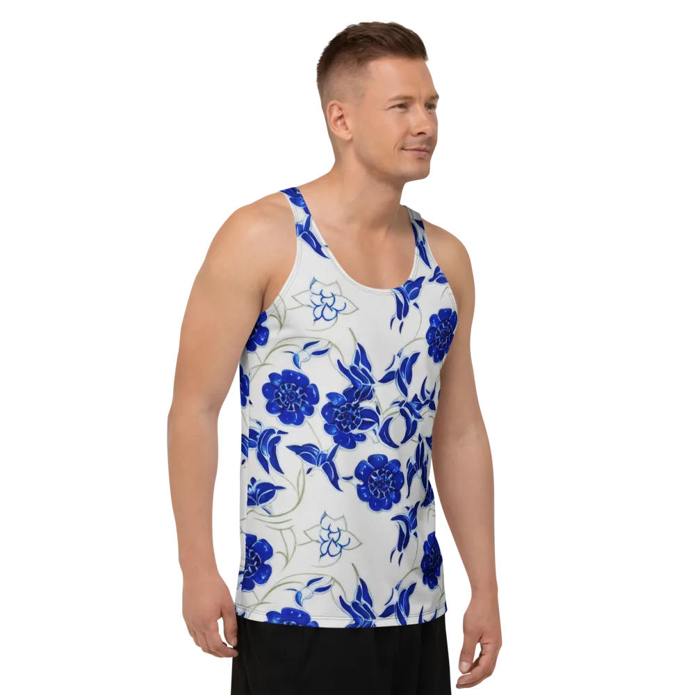 Blue Delft Bloom on Men's Tank Top — Right Front