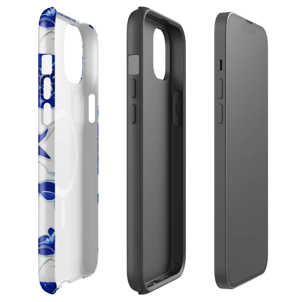 Blue Delft Bloom on MagSafe Tough Case for iPhone® — Front
