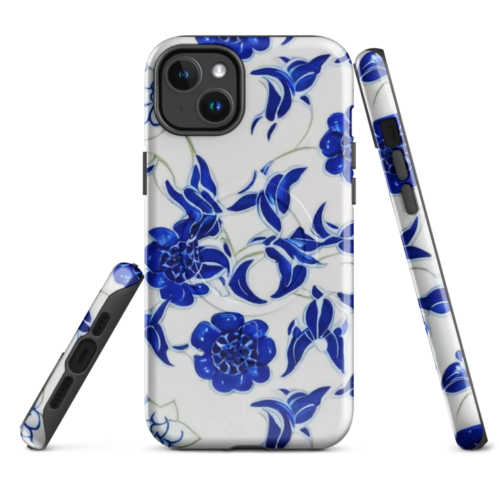 Blue Delft Bloom on MagSafe Tough Case for iPhone® — Front