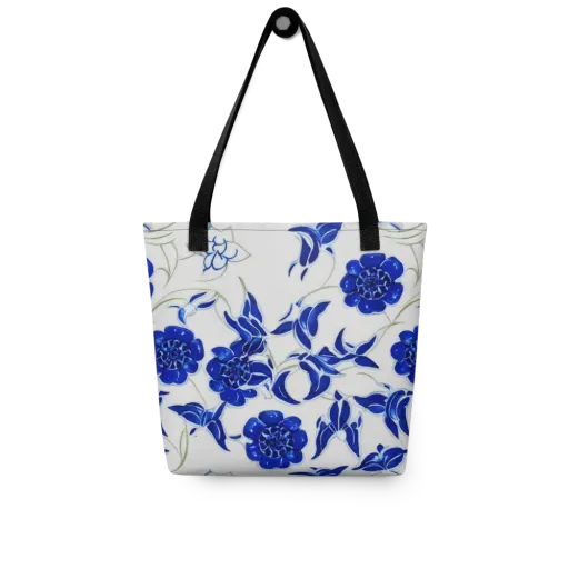 Blue Delft Bloom on a Tote Bag