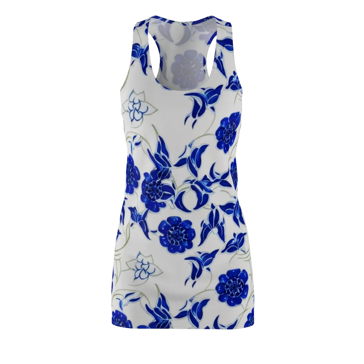 Blue Delft Bloom on Racerback Dress — Front
