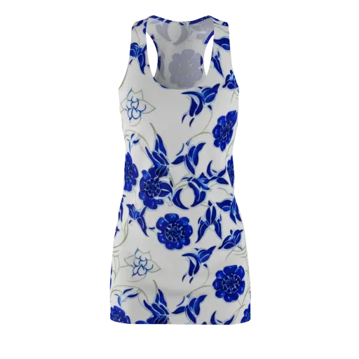 Blue Delft Bloom on a Racerback Dress