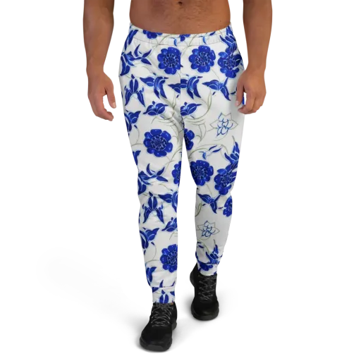 Blue Delft Bloom on a Men's Joggers