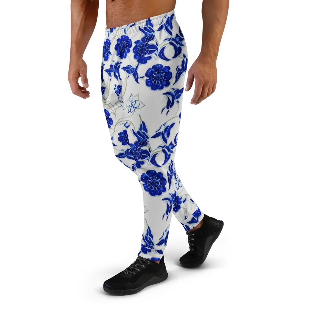 Blue Delft Bloom on Men's Joggers — Left