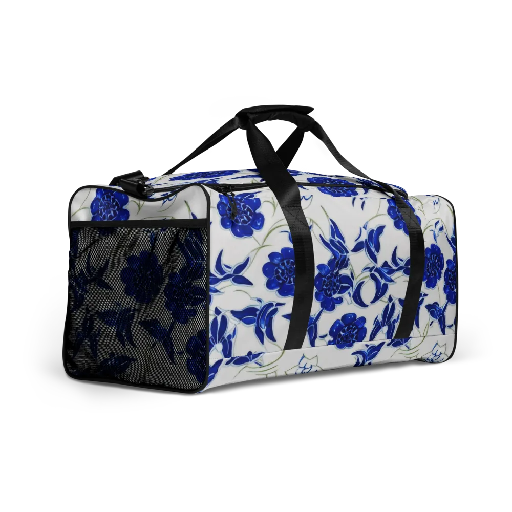 Blue Delft Bloom on Duffle Bag — Right Front