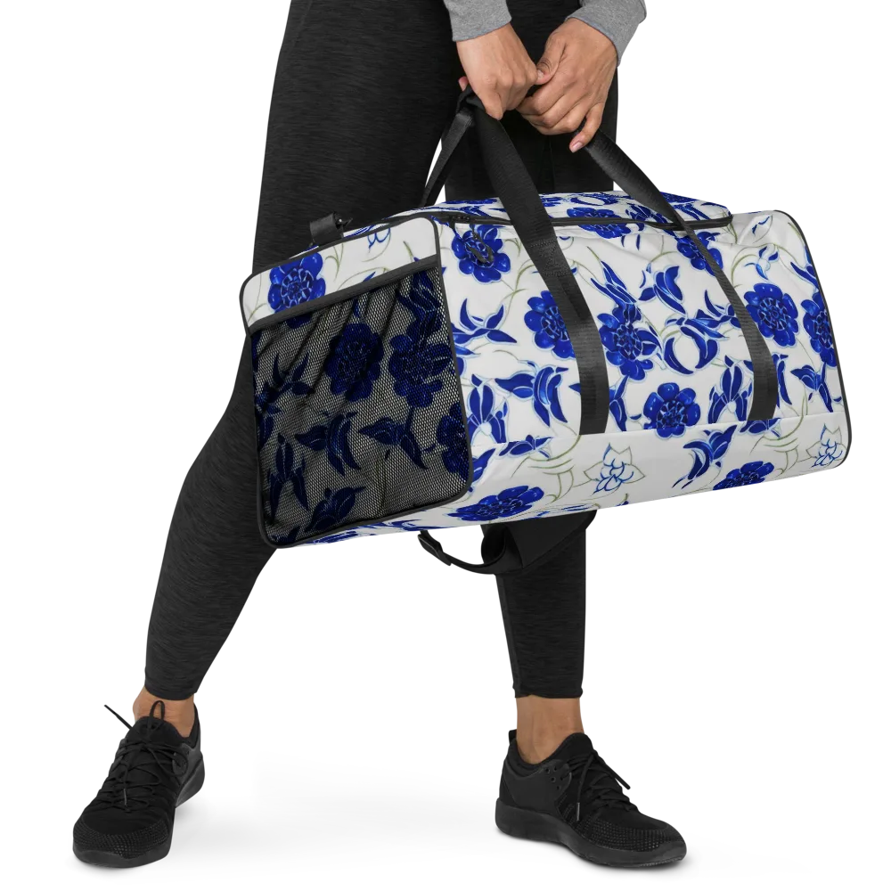 Blue Delft Bloom on Duffle Bag — Right Front