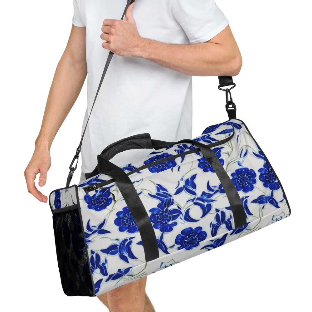 Blue Delft Bloom on Duffle Bag — Right Front