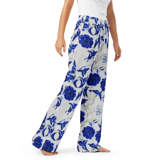 Blue Delft Bloom on a Women's Pajama Pants