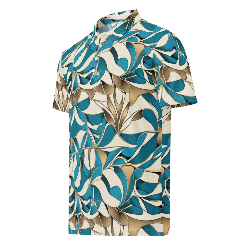 Teal Arabesque on Men's Slim Fit Polo Shirt — Left Front