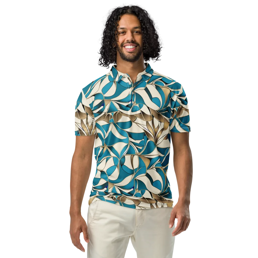 Teal Arabesque on Men's Slim Fit Polo Shirt — Front