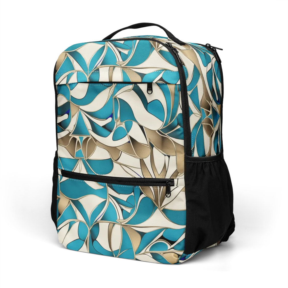 Teal Arabesque on Utility Backpack — Left Front