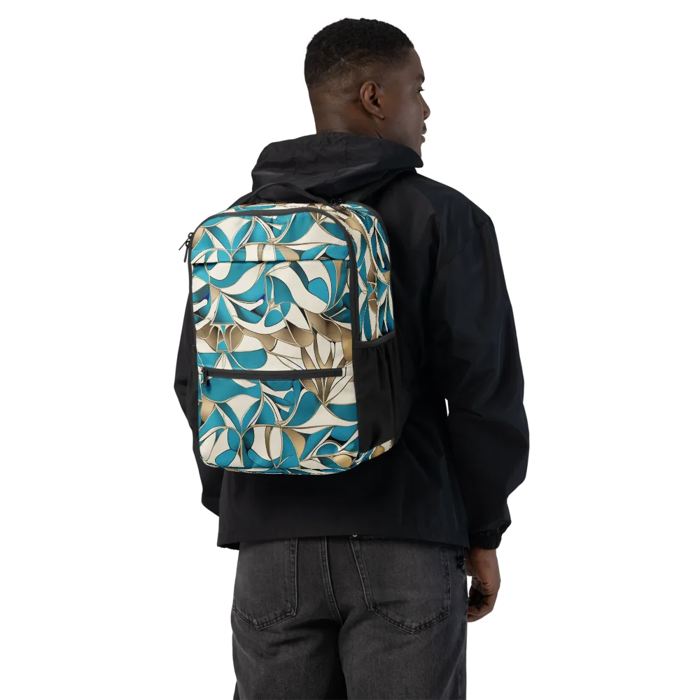 Teal Arabesque on Utility Backpack — Back
