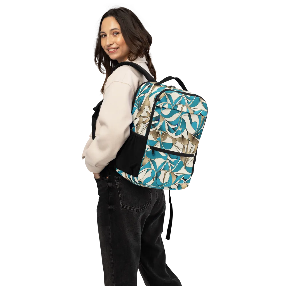 Teal Arabesque on Utility Backpack — Back